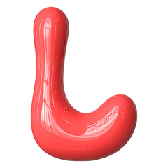 Bubble Letter L Font Red 3D Render