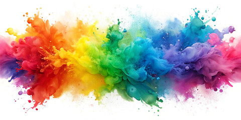 Fototapeta premium Rainbow watercolor splash, Soft and flowing rainbow-colored watercolor splashes blending together