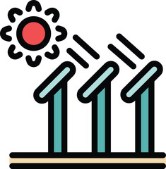 Solar panels collecting energy from sun, renewable energy source icon
