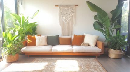 Boho style living room Macrame Wall Hanging vintage