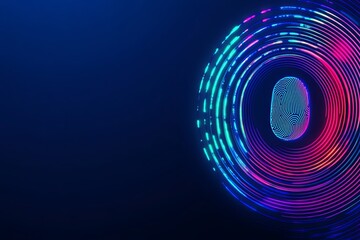 Fototapeta premium Abstract digital fingerprint in a circle of light on a blue background.