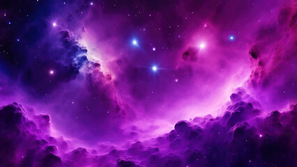 Fototapeta premium Purple background with nebula space and star 