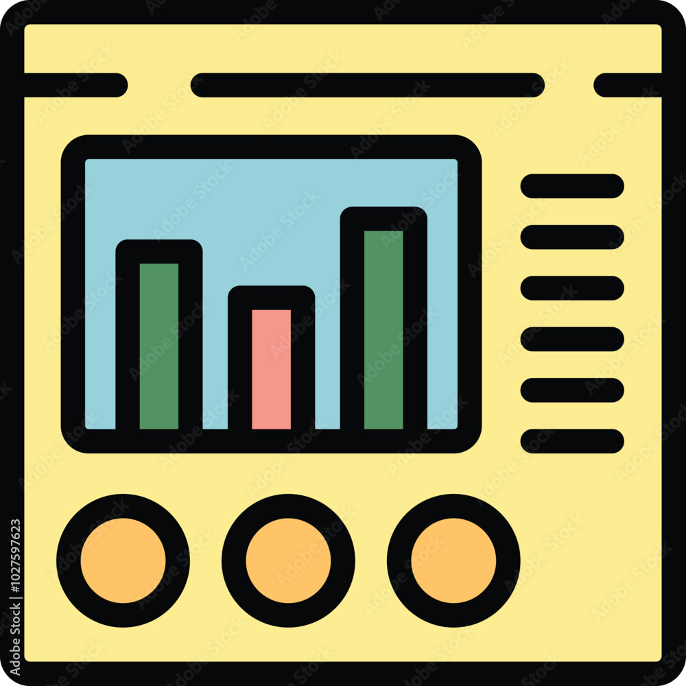 Poster simple icon of a mobile application displaying data analytics with an easy to understand user interf