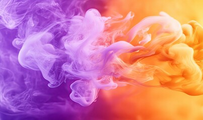 Fototapeta premium Abstract purple and orange ink swirls in water, creating a vibrant and dynamic pattern.