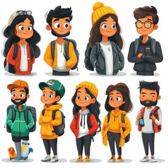 Naklejka premium Modern Flat Style Vector Character Illustration Pack