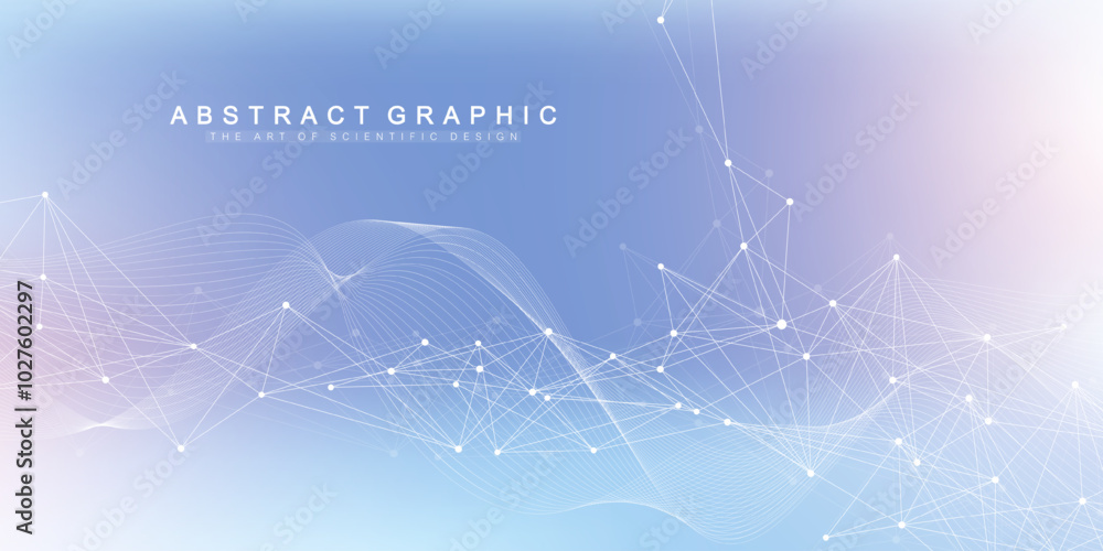 Leinwandbilder Digits abstract background with connected lines and dots. Digital neural networks. Network and connection background for your presentation. Graphic polygonal background. Vector illustration.