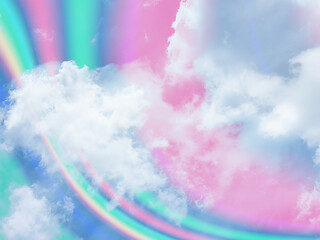 beauty sweet pastel green and pink colorful with fluffy clouds on sky. multi color rainbow image. abstract fantasy growing light © Topfotolia