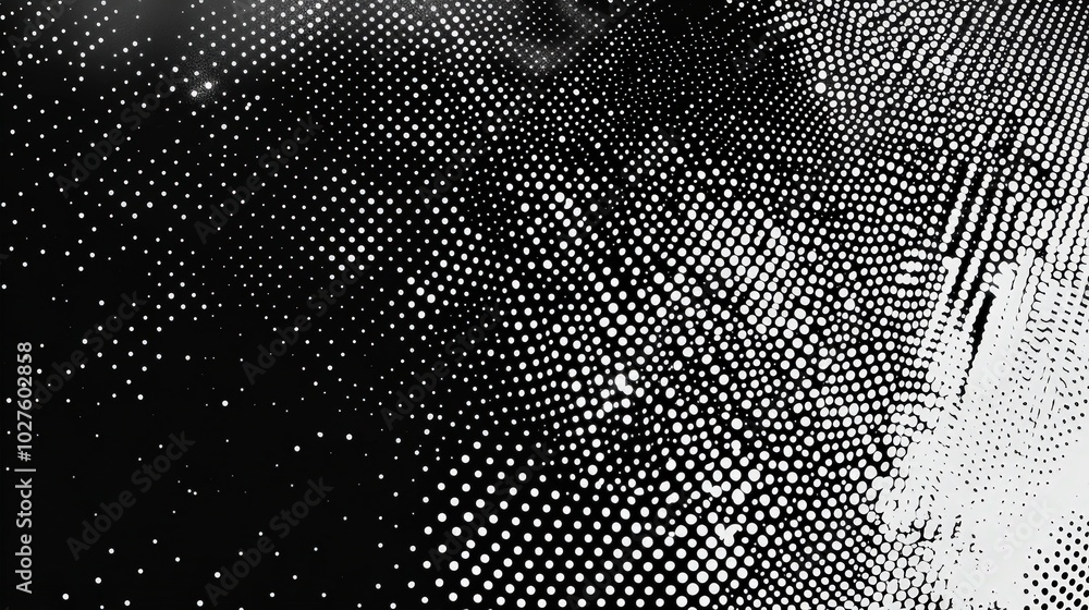 Poster A dynamic abstract pattern of black and white dots creates a compelling visual texture, highlighting depth and contrast in modern artistic design