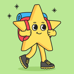 Cartoon star character trekking