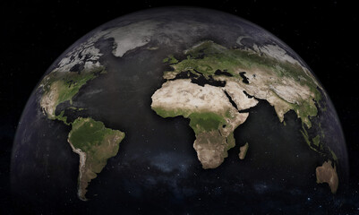 Global Panorama: Earth's Continents in Cosmic Context