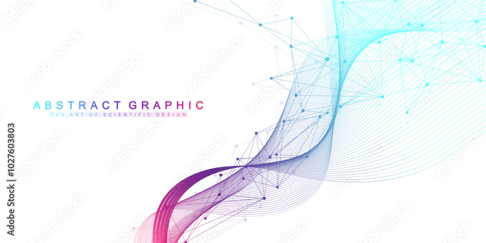Fototapete Digits abstract background with connected lines and dots. Digital neural networks. Network and connection background for your presentation. Graphic polygonal background. Vector illustration.