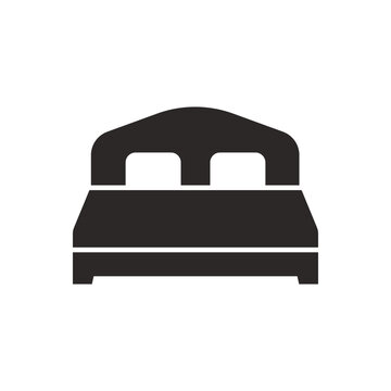 recommend clip art: Double bed vector icon. Bedroom or hotel symbol.