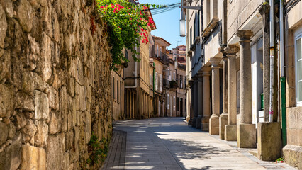 Picturesque alley in the old town of the Galician city of Pontevedra, Spain.