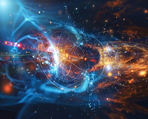 Fototapeta premium Quantum simulations helping in understanding the universea s origins and physics beyond the Standard Model