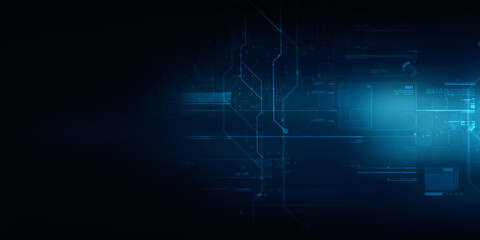 2d illustration Abstract futuristic electronic circuit technology background