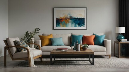 Mediteranian interior design of modern living room, home