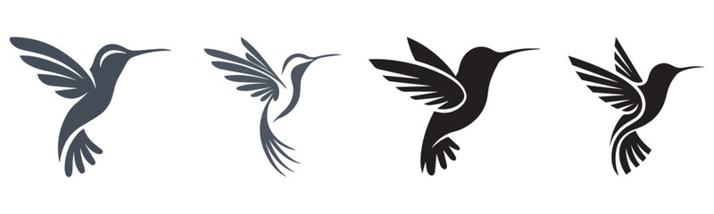 Obraz premium set of vector silhouette of hummingbird bird icon sign symbol tattoo logo collection design illustration