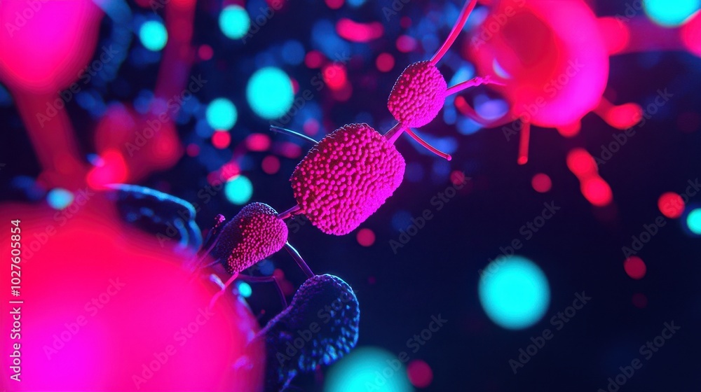 Poster artistic rendering of the adrenal gland showing hormone production within cortical cells with copy s