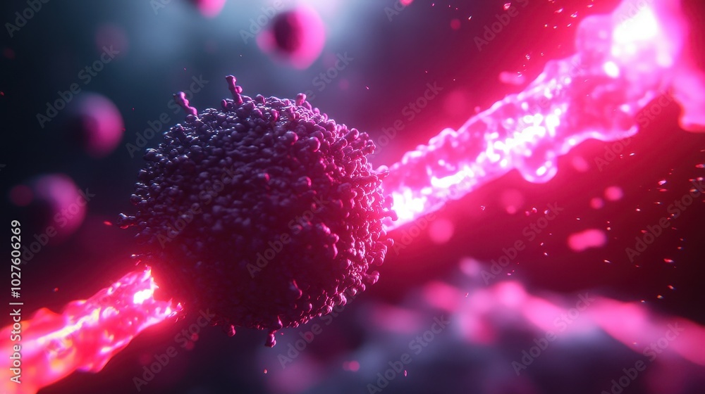 Aufkleber close-up of immune cells targeting and neutralizing a virus within the bloodstream with copy space