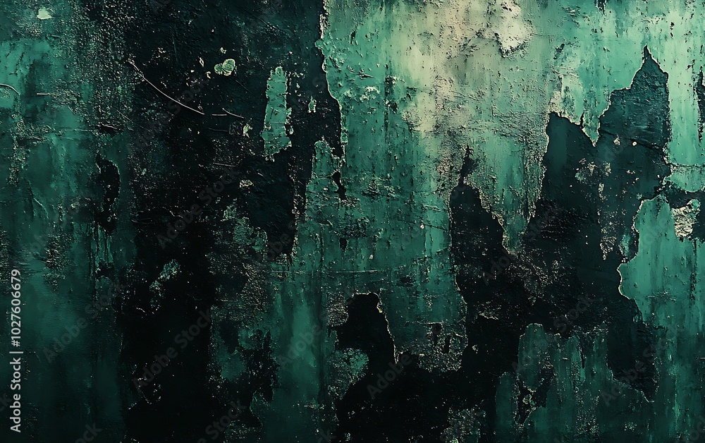Poster An abstract texture of dark green and teal hues, featuring weathered patterns and subtle variations, evoking feelings of depth and aged surfaces.