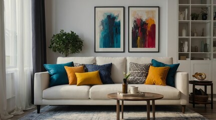 Mediteranian interior design of modern living room, home