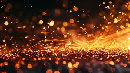 Naklejka premium Abstract background of sparks flying from a welding torch.