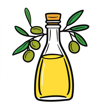 recommend clip art: Olive oil icon. A simple illustration with a black outline and white background. 