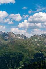 Fototapeta premium Fantastic alpine scenery at the Arlberg pass in Austria seen from a small plane