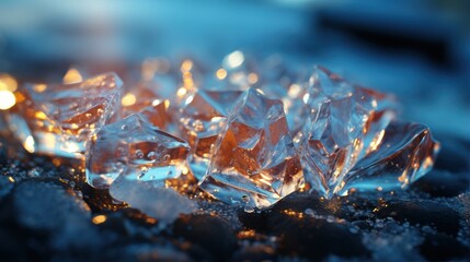 Close-up Ice Crystals with Sun Flare