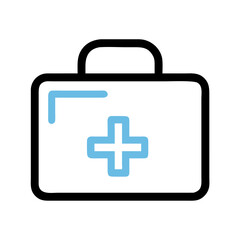 Fototapeta premium First Aid Kit Icon in Black and Blue for Emergency Medical Care