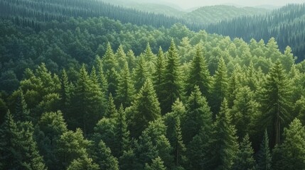 Obraz premium Lush Green Coniferous Forest in the Mountains