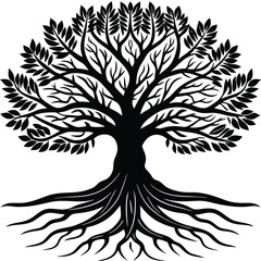 black and white tree