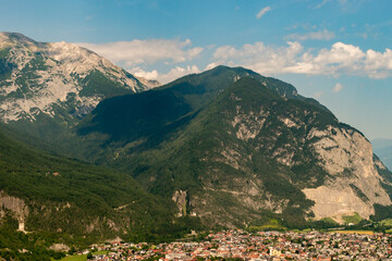 Innsbruck in Austria seen from a small plane