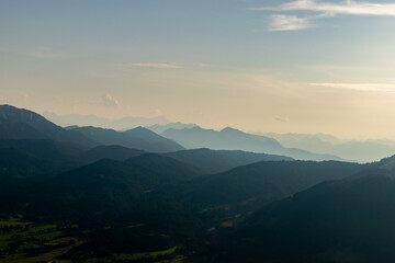 Bavarian mountain panorama seen from a small plane
