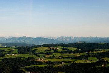 Bavarian mountain panorama seen from a small plane