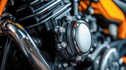 Fototapeta premium Detailed View of Motorcycle Engine