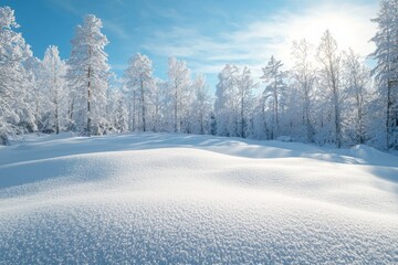 Snowy winter season background in nature