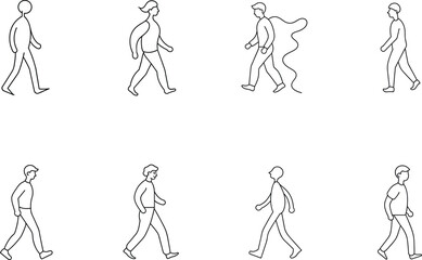 Simple Line Drawings of People Walking