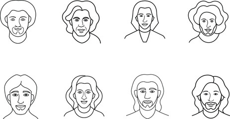 Line Art Portraits of Diverse Individuals