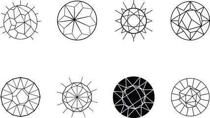 Diamond Shapes Outline Geometric Illustrations