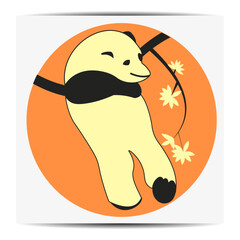 Panda hanging on a tree branch