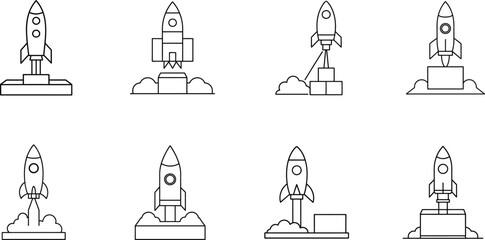 Rocket Launch Icon Set - Business Growth