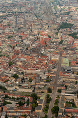 Munich city center in Germany seen from a small plane