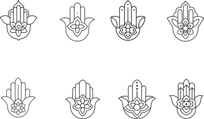 Hamsa Hand Outline Designs with Flower