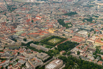 Obraz premium Hofgarten in Munich in Germany seen from a small plane