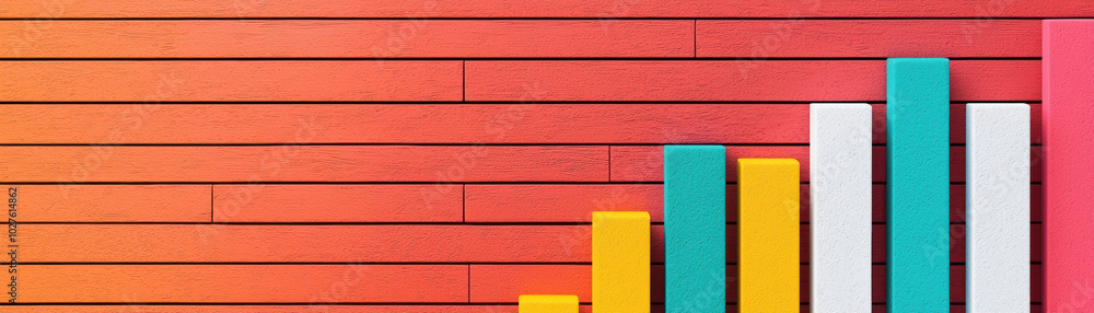 Poster colorful bar graph on a vibrant background, representing data analysis concepts