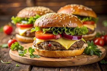 Delicious Isolated Burger with Beef, Cheese, and Fresh Vegetables for Food Lovers