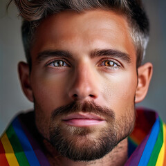 Obraz premium Men's Determined Faces Reflecting LGBTQ Solidarity