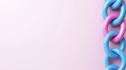 Colorful chain links on a soft pastel background.