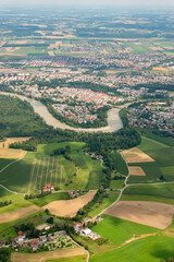 Muehldorf am Inn in Germany seen from a small plane